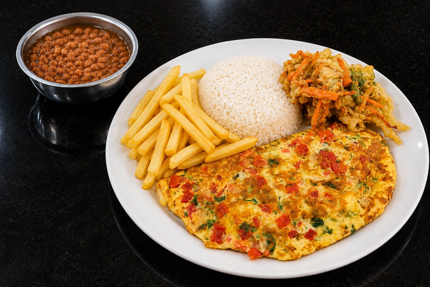 Prato feito com omelete do Família Nishimura